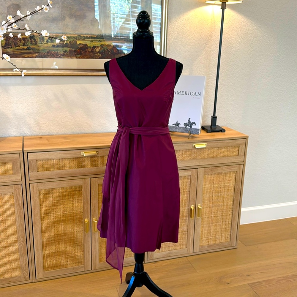 100% dupioni silk dress in burgundy. Ann taylor.
